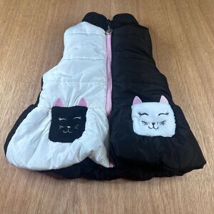 Kids Headquarters Cat Pocket Puffer Vest Black White Pink Zip 18M